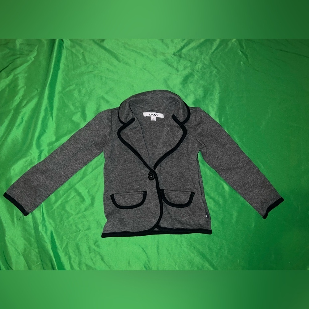 DKNY Heather Gray Jacket with Black Accents size 4